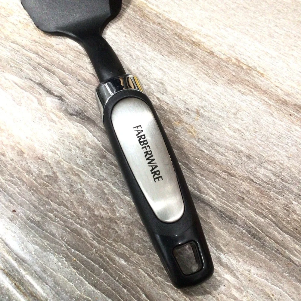 Farberware Professional Heat Resistant Short Spatula Black Plastic Turner